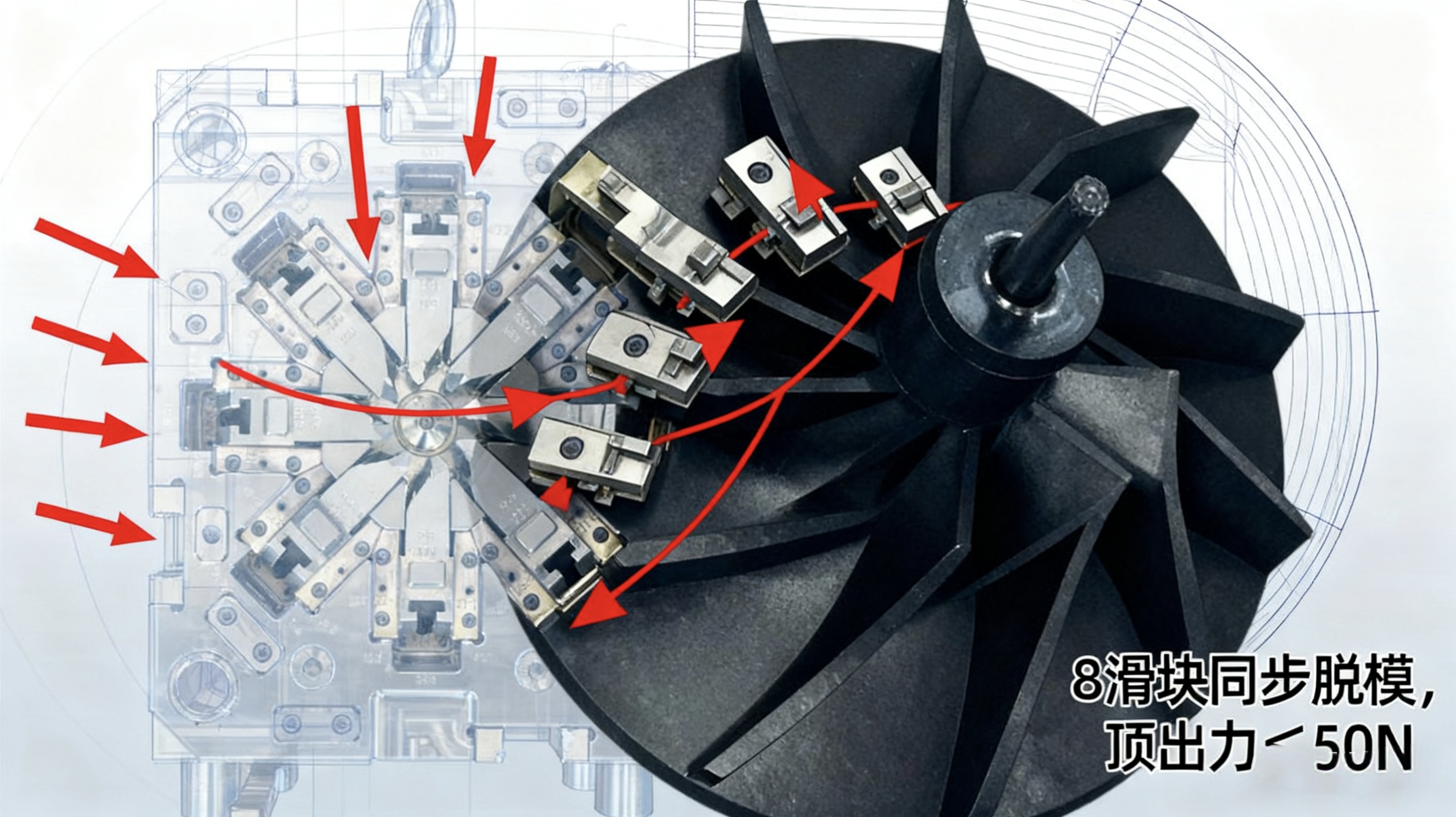高速吸尘器塑胶零件高精度PEEK叶轮注塑模具